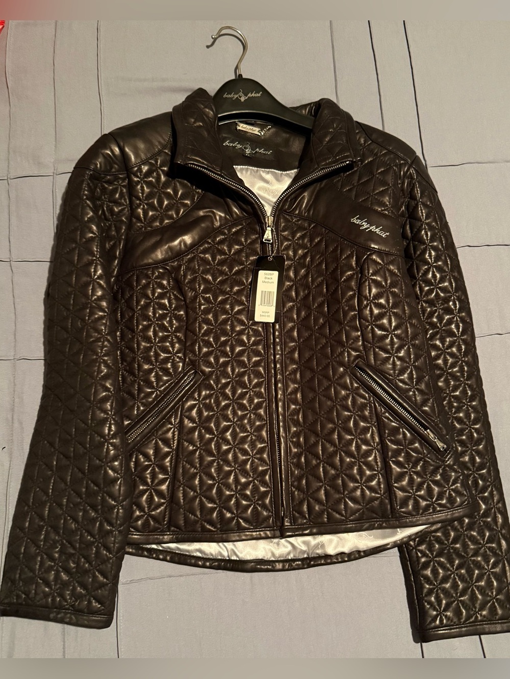 Baby Phat Quilted Dark Brown Faux Leather Jacket
